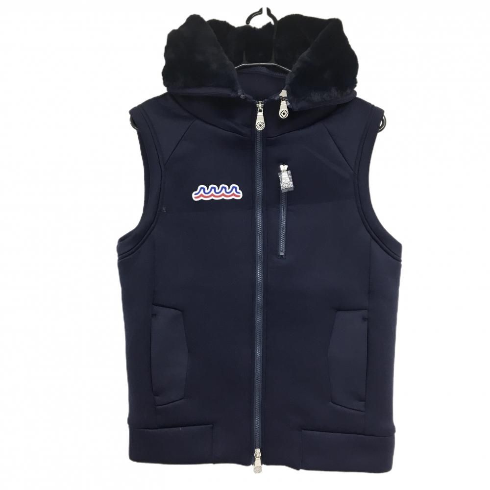 ムータマリン 切替ダウンベスト ネイビー 背面ダウン フード着脱可 メンズ S ゴルフウェア muta