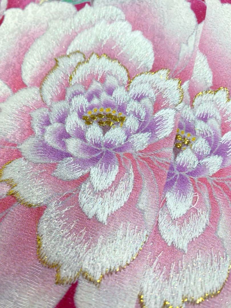 ブランド振袖 仮絵羽 Angel Heart 銀通し 正絹 未仕立て品 八掛付き