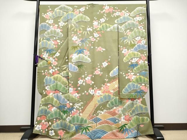 平和屋着物 上 振袖 友禅 松竹梅 海松色地 ♥ CYAA3437s5