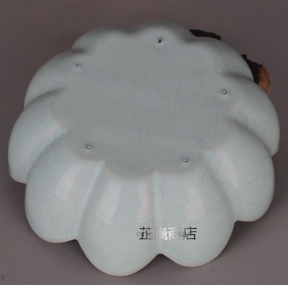 宋汝窯 天青釉開片支釘蓮華碗 装飾品 現代工芸品 美術品 置物
