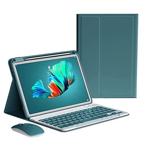 iPad Mini6_深緑 iPadMini6 キーボードケース ワイヤレス マウス付き Apple Pencil 充電対応 充電側収納 アイパッド iPad mini 第６世代 キーボード カバー 取り外し 分離式 カラーキーボード レディース 