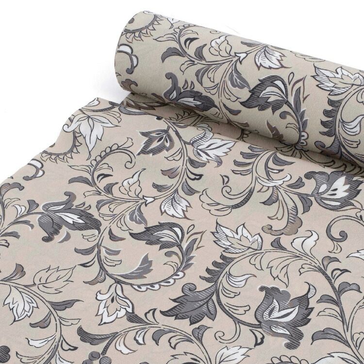 東レ シルジェリー 反物 洗える着物 小紋 ベージュ 唐花 sl komon 00039