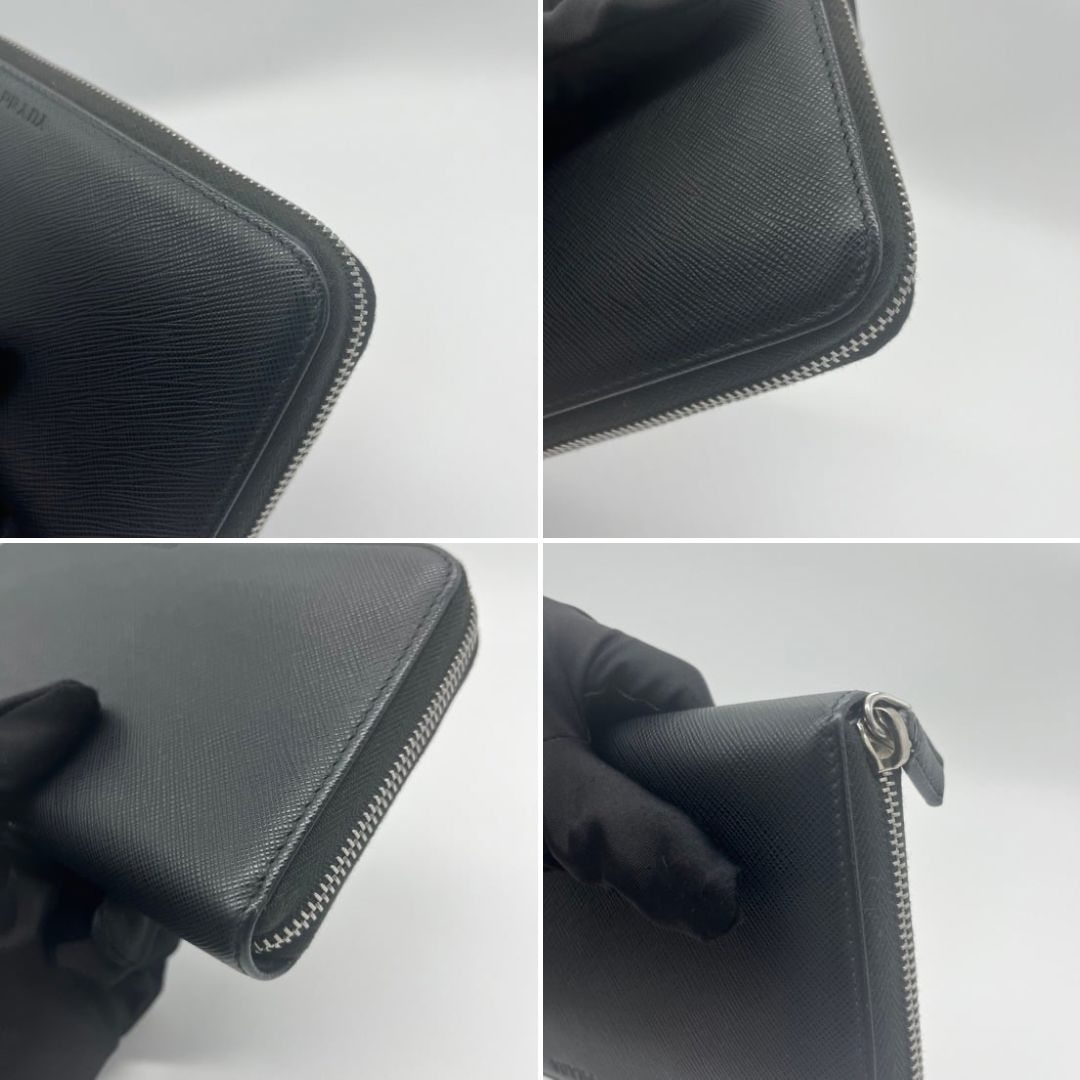 極美品】PRADA サフィアーノ ラウンドファスナー プラダ 長財布 黒