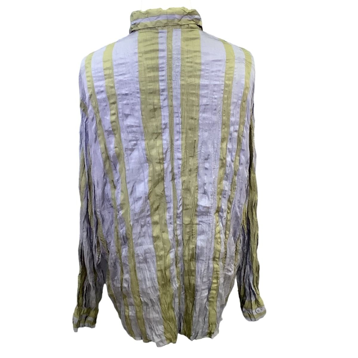 ISSEY MIYAKEイッセイミヤケプリーツ加工シャツストライプM ボルドー