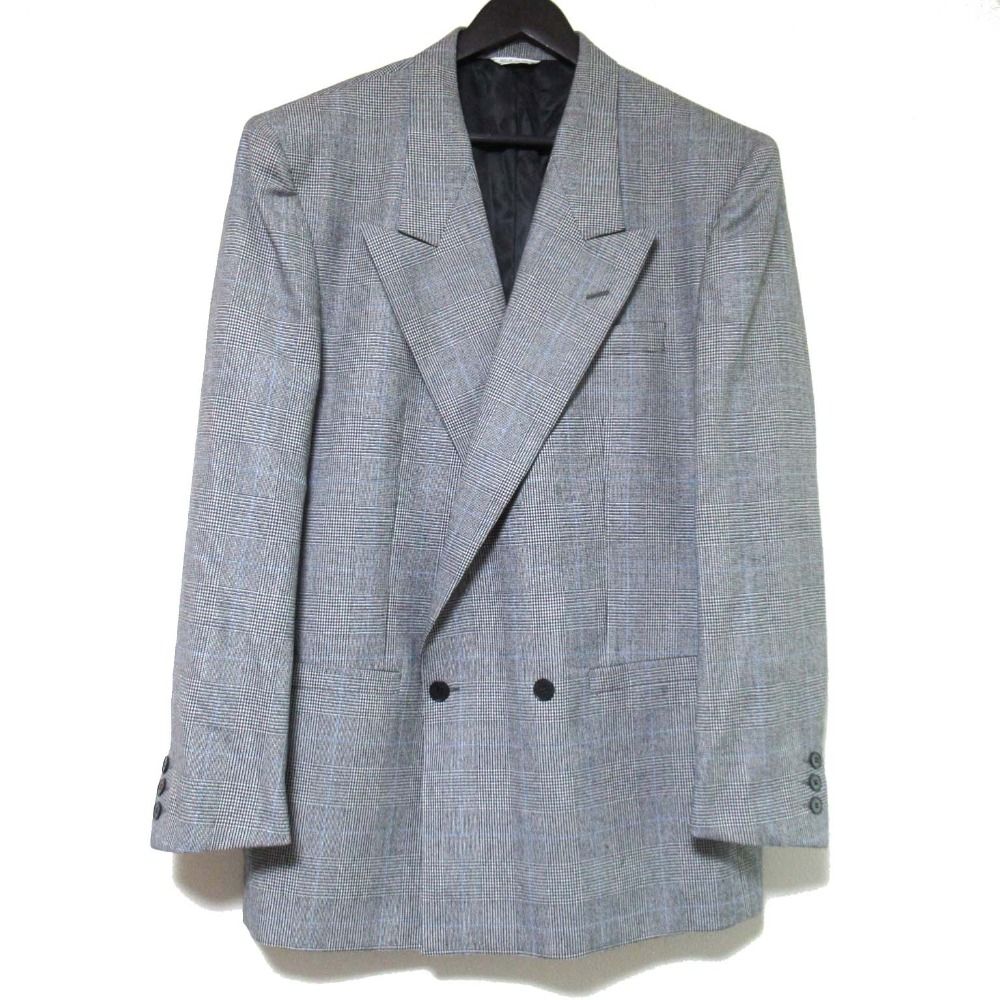 istante UOMO イスタンテ ヴェルサーチ グレンチェック テーラードジャケット スラックス スーツ セットアップ 50 グレー メンズ 古着
