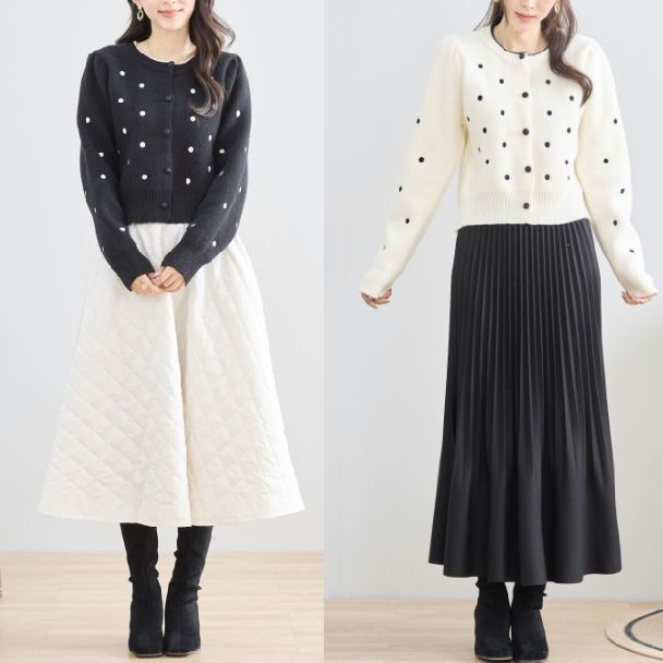 Cardigan Polka Dot Short N25-185 Amie Studio M-L Adult Cute Mrs. FMSD Kireime Everyday Wear Fashionable Wear Daily Fashion Women's Apparel Women's Apparel Women's Clothing Women's Clothing Adult Style