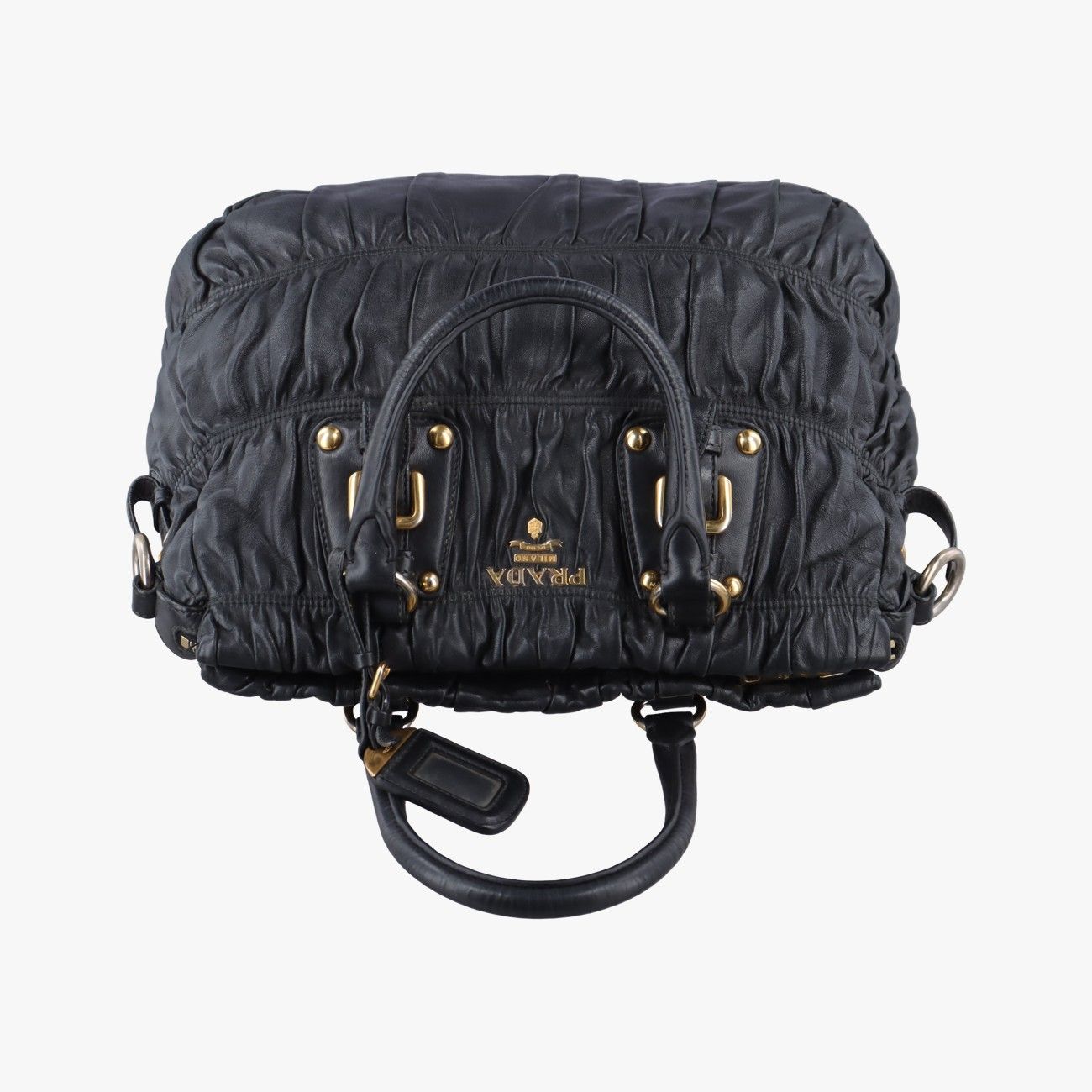 プラダPradaギャザーブラックレザーBN133614