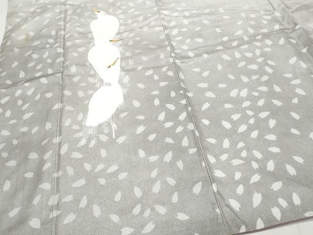 平和屋着物○訪問着 作家物 お召地 白鷺 舞花弁 正絹 逸品 CAAQ9103vf