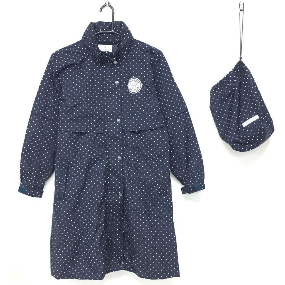 美品】ジュンアンドロペ 2WAYレインワンピース ネイビー×白 ドット