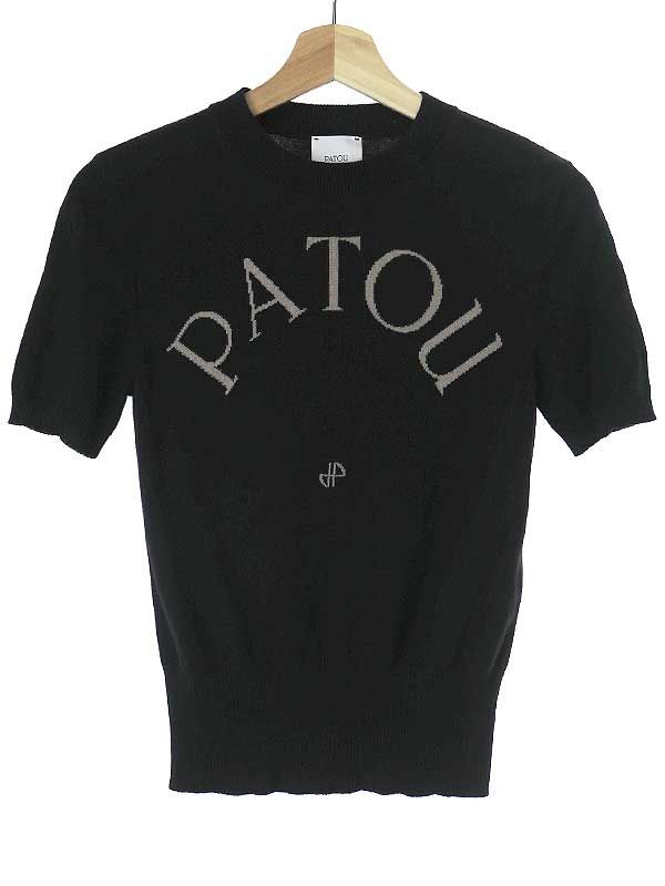 PATOU パトゥ 23SS ロゴジャガードサマーニットTシャツ ブラック S