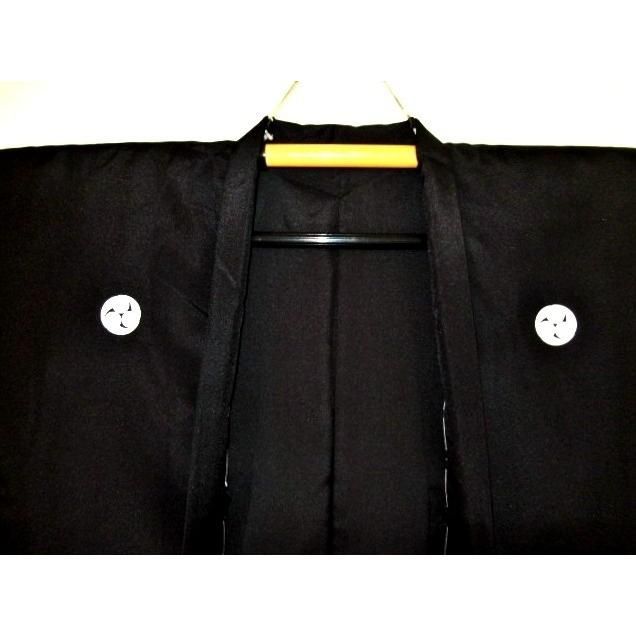 選べる 紋付 男性袷の羽織 洗える黒紋付ニューライト 化繊羽二重調