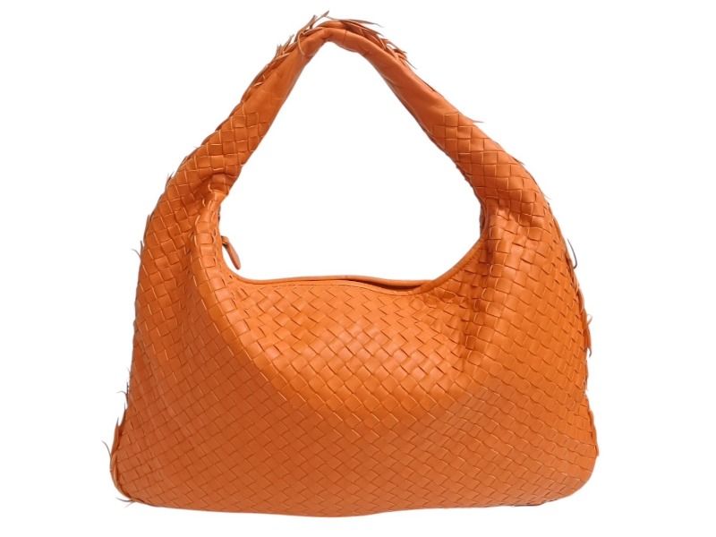 BOTTEGA VENETA ボッテガヴェネタ イントレチャート ホーボー ワンショルダーバッグ 115654 レザー オレンジ 4b002379