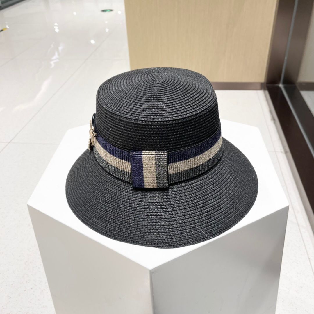 シャネル　CHANEL ストローハット　デニムリボン org.jpg