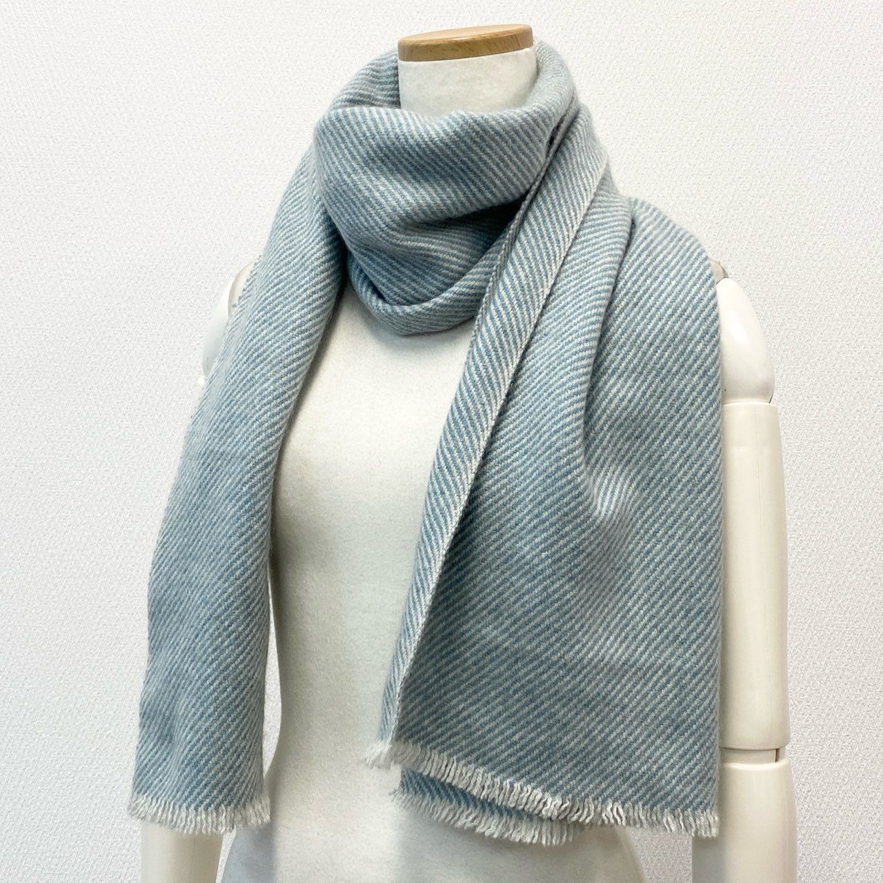ロロピアーナ　Loro Piana ストール ブルー　ストライプ ロロピアーナLoro Piana ストール ブルーストライプ