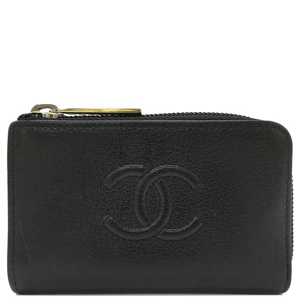 シャネル CHANEL コインケース ジップ コインパース レザー ブラック