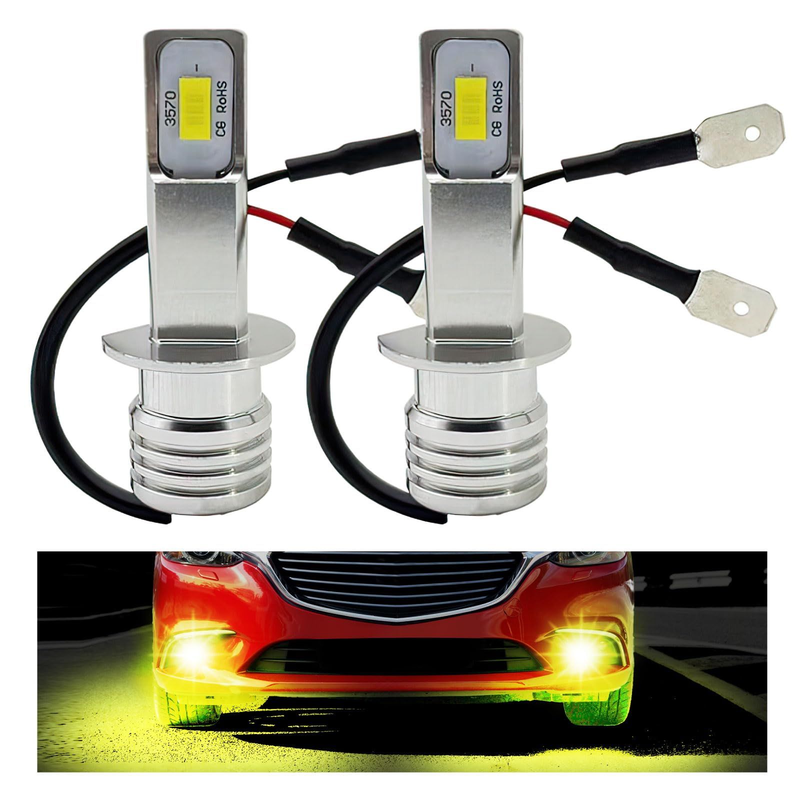 24V 大型車 100W級 H3 LEDフォグランプ ショートバルブ ホワイト 2個セット スーパーグレート/テラヴィ/シャトル 24V 大型車 100W級 H3 LEDフォグランプ ショートバルブ イエロー 2個