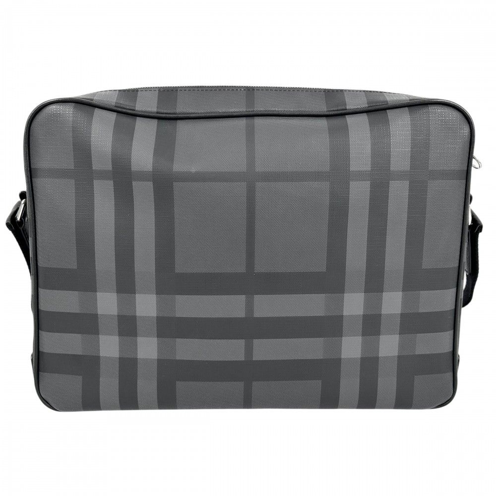 極美品●バーバリー　ショルダーバッグ　スモークチェック　PVC　ダークブラウン 美品】BURBERRY ブラック ショルダーバッグ メンズ 斜め掛け 肩掛け 極