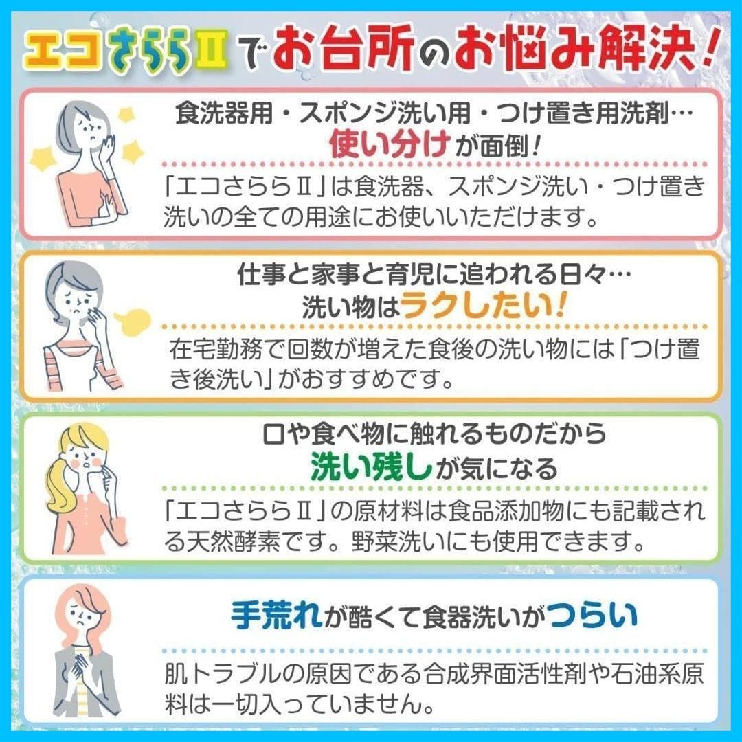 在庫処分】エコさららⅡ オールインワン 台所用酵素洗剤 スポンジ洗い 食洗機洗い つけ置き洗い - メルカリ