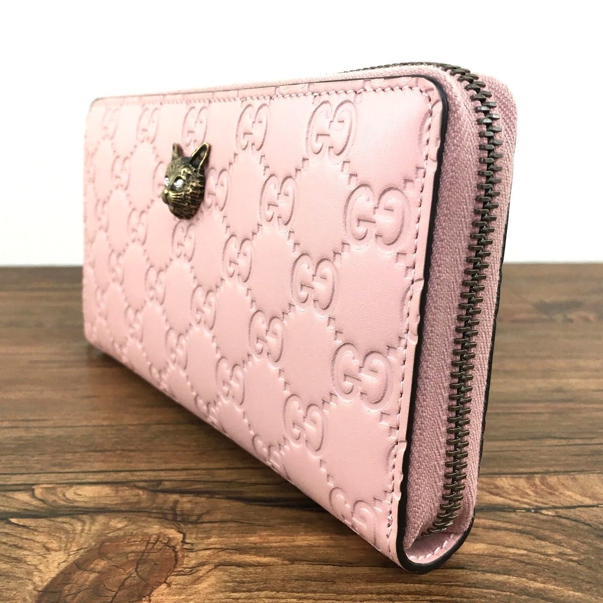 301 送料込み！ 極美品 GUCCI ジップウォレット 548058 ピンク  