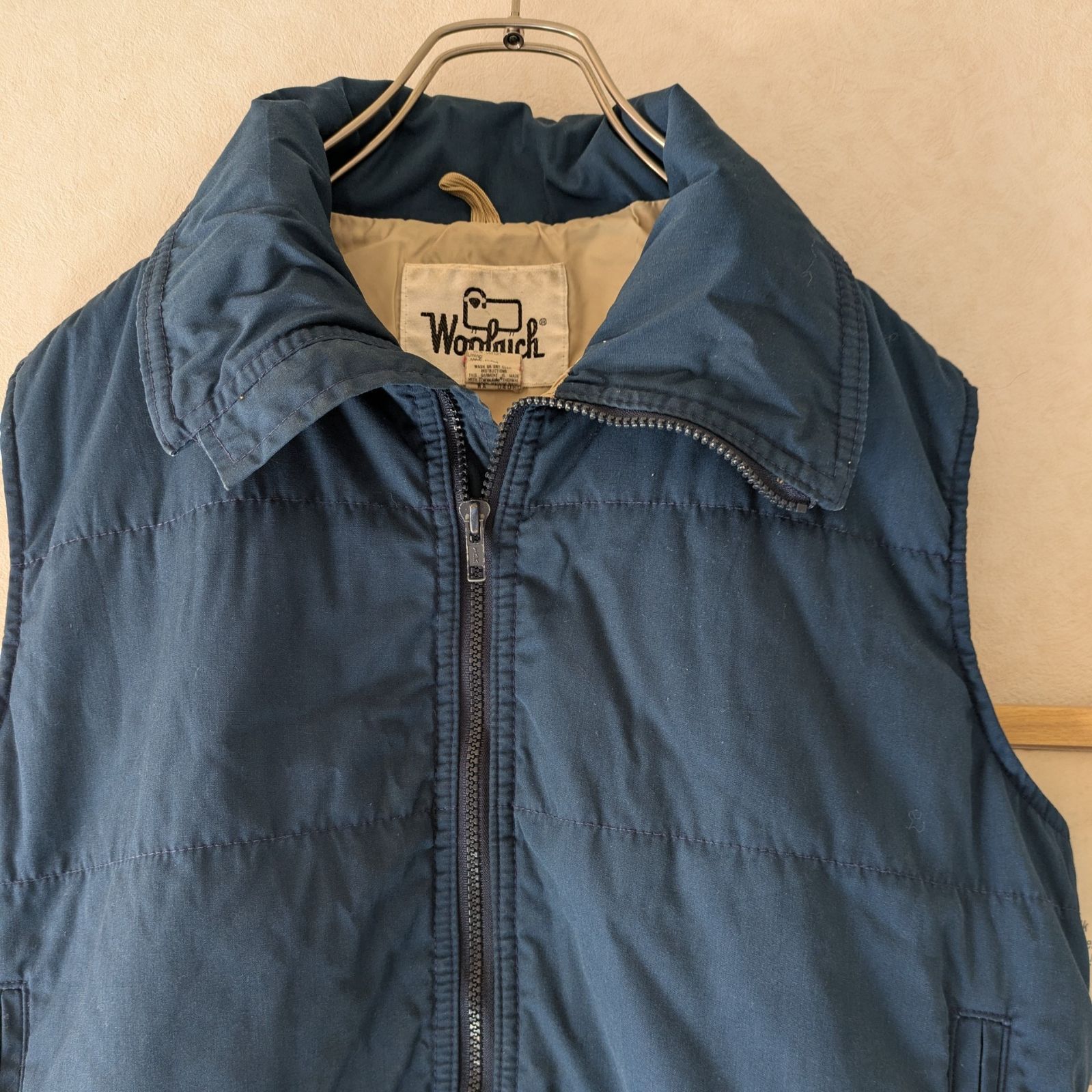 70s〜80s【USA製】ウールリッチ 白タグ ダウンベスト ネイビー サイズM