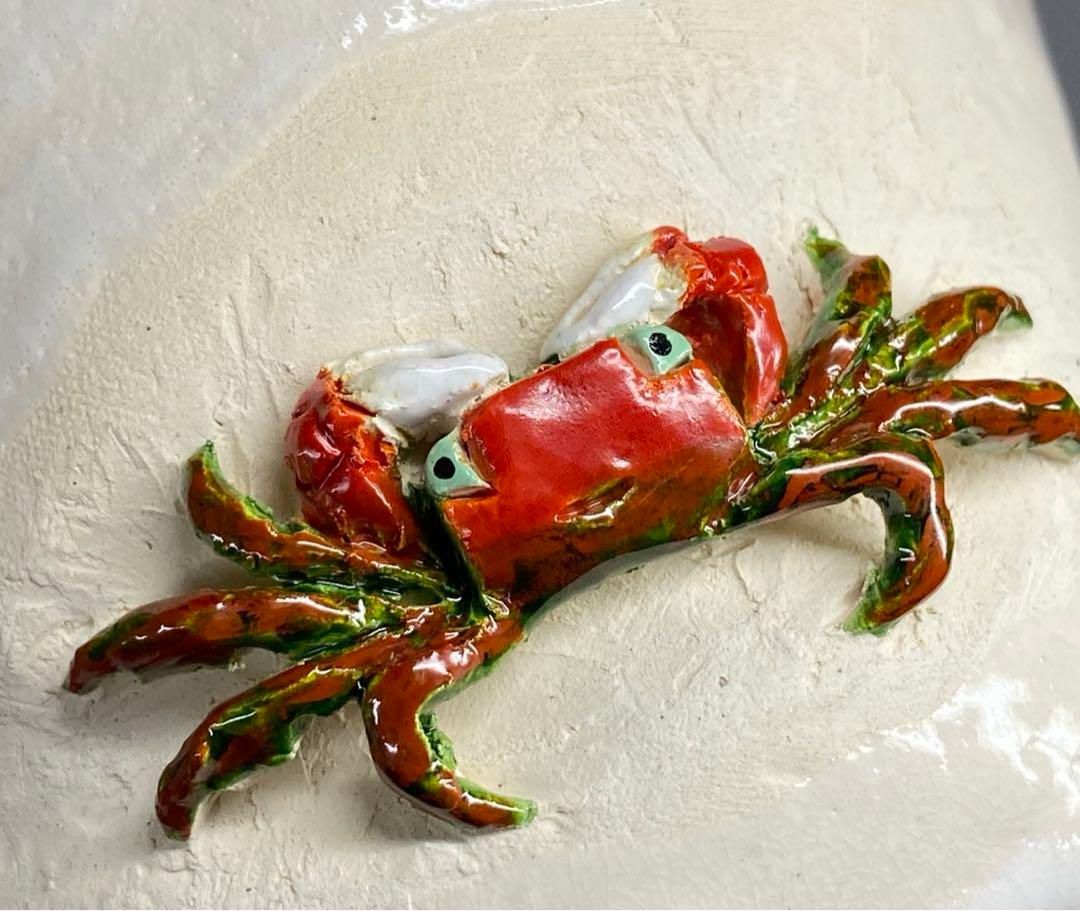 水月焼 二代 好川恒焼造 蟹彫湯呑 共箱 トコチ 東金6-0309 2F