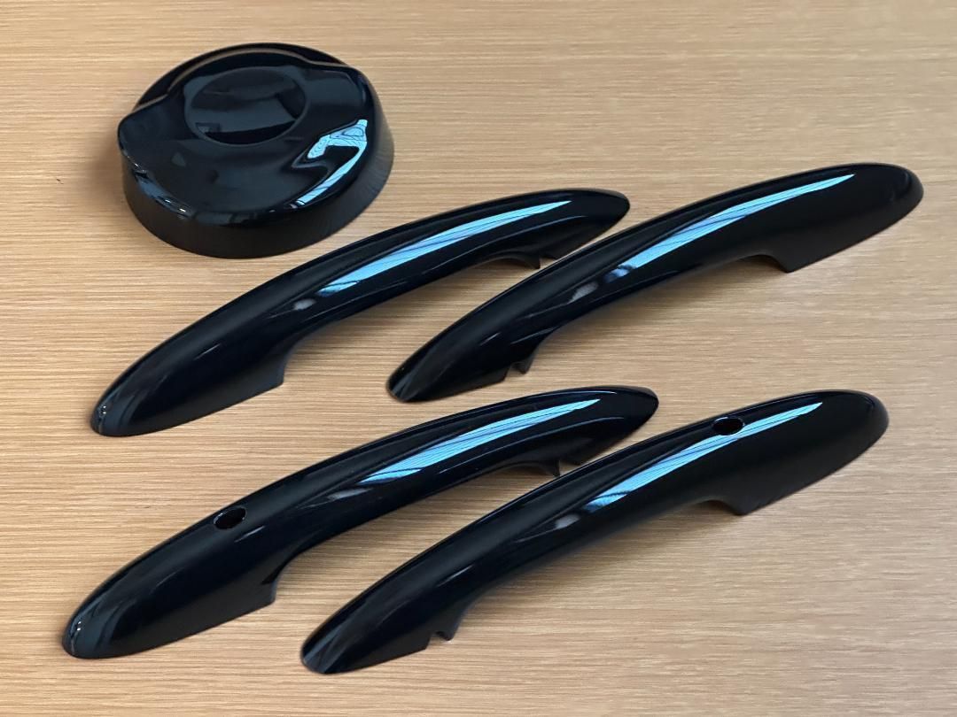 ミニ MINI F55 用ピアノブラック ドアハンドルカバー 給油カバーセット ロックボタン穴あり なし選択可