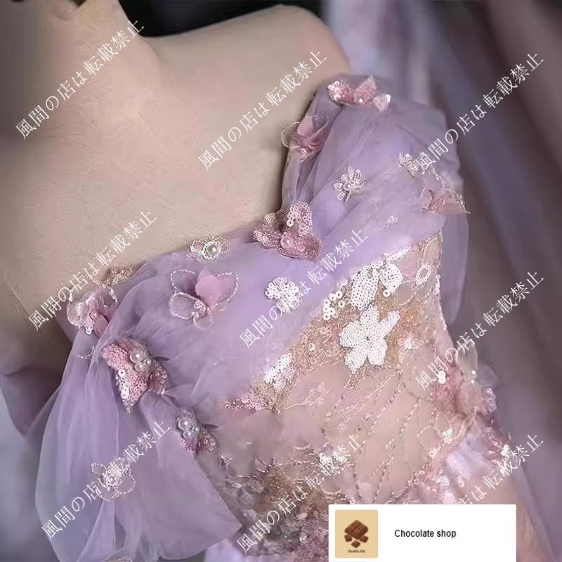 カラードレス ロングドレス イブニングドレス Aラインドレス オフショルダー パープル 演奏会 発表会 二次会 成人式 卒業式 USTAUSTRALIA_COM_AU