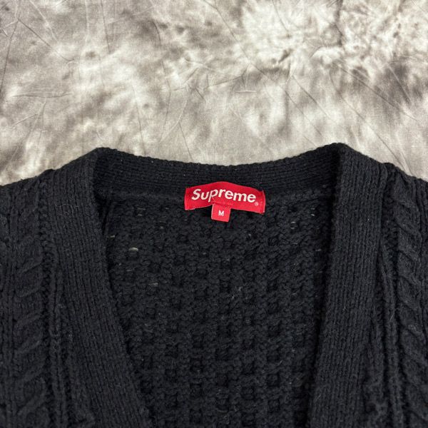 【美品】supreme 黒ケーブルニットカーディガン　L Supreme/シュプリーム【16AW】Cable Knit Cardigan/ケーブル
