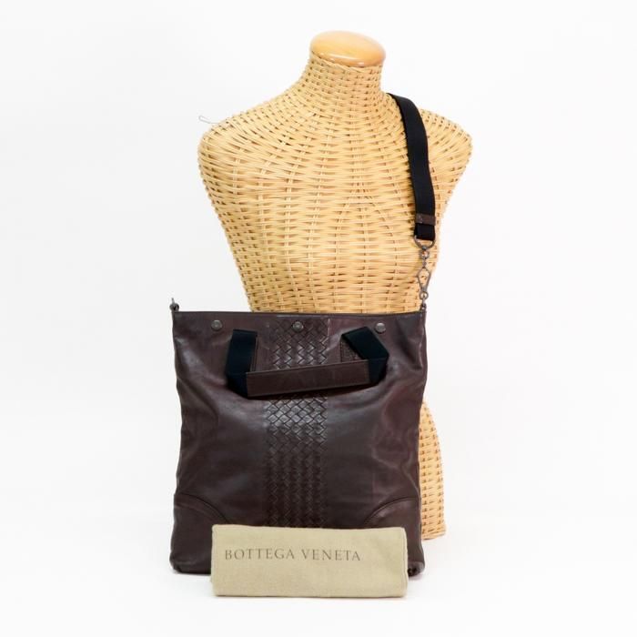 ボッテガ ヴェネタ BOTTEGA VENETA トートバッグ レザー イントレチャート 273312 2wayバッグ ショルダー メンズ レディース  ブラウン 中古 maj01056