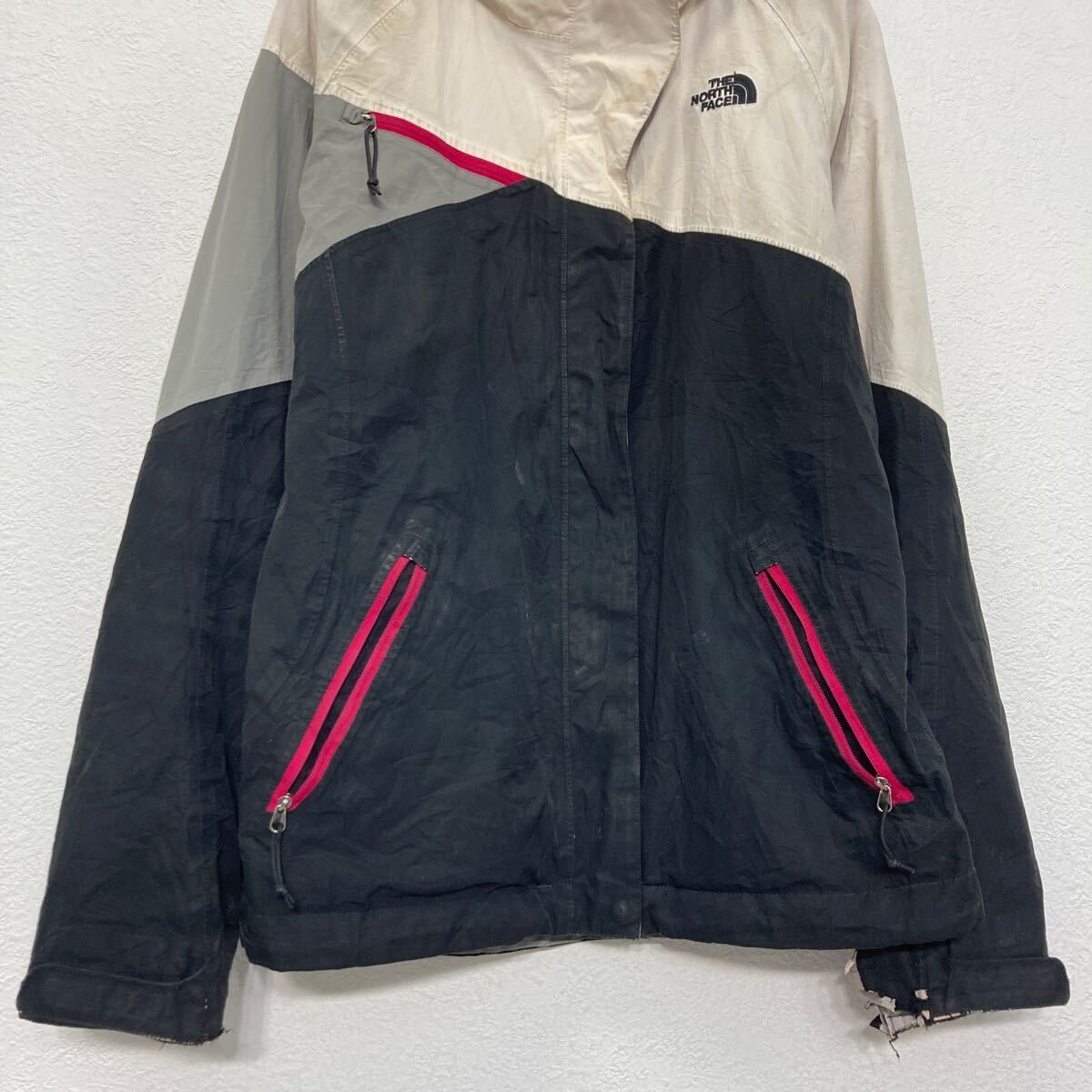 The north face ジップアップ ナイロン ジャケット S レディース ホワイト マウンテンパーカー アウトドア 古着卸 アメリカ仕入 a608-6207