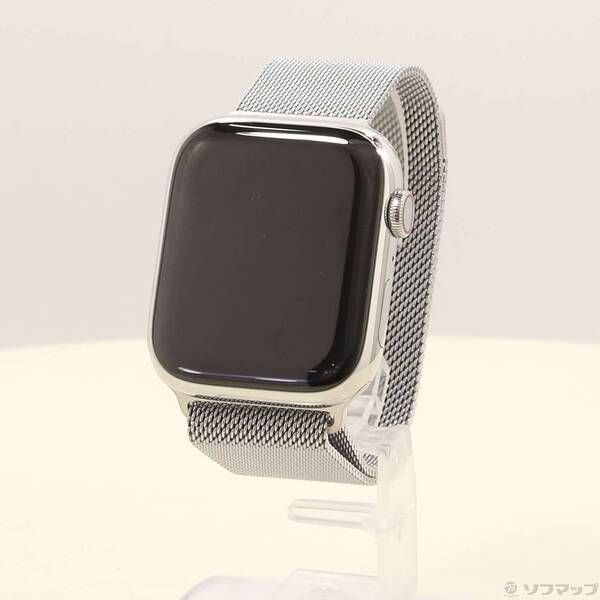 〔中古品〕Apple Watch Series 8 GPS + Cellular 45mm シルバーステンレススチールケース シルバーミラネーゼループ【258】