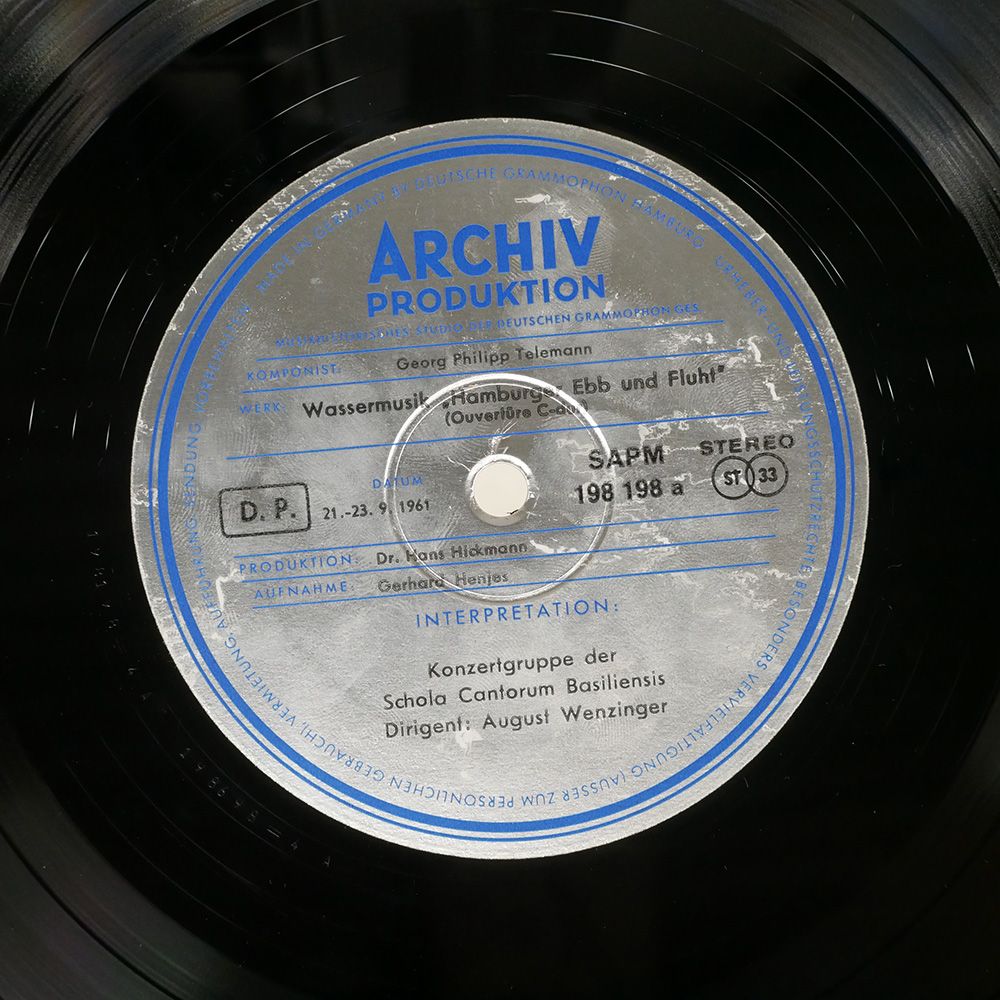 テレマン:水の音楽「ハンブルグの潮の満干」ヴェンツィンガー1968年ドイツ盤 帯 ドイツ盤 アウグストヴェンツィンガー/水の音楽 ハンブルグの