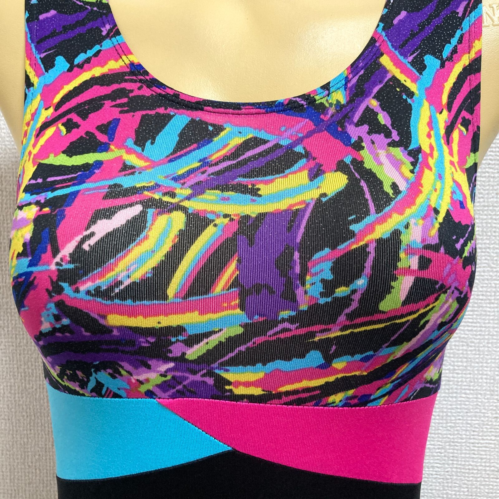 H331ダンスキン♪カラフル抽象柄女子ダンスバレエレオタード