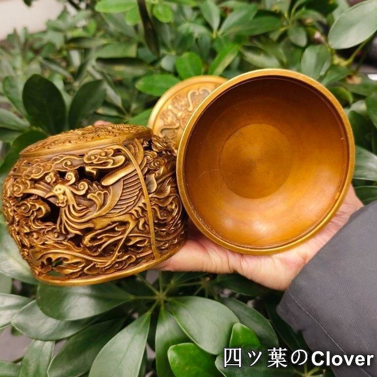 銅製 透かし彫り双鳳香炉 灯籠薫香炉 香道具 装飾品 工芸品 置物