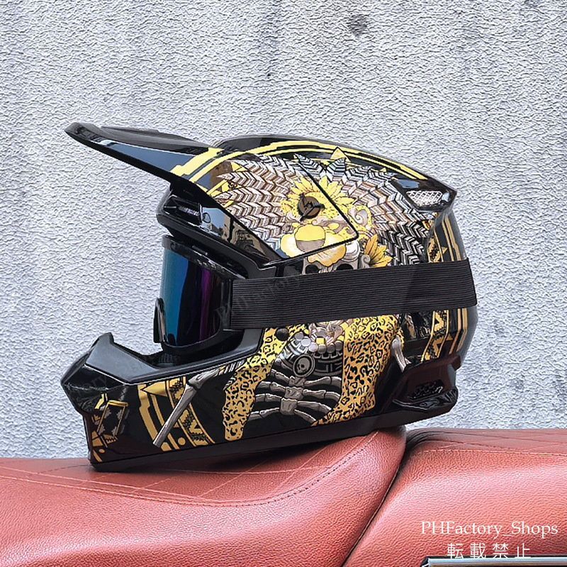 ヘルメット フルフェイスヘルメット バイクヘルメット DOT認証 ゴーグル付き 耐久性 安全性 通気性 男女兼用 おしゃれ ブラック A108