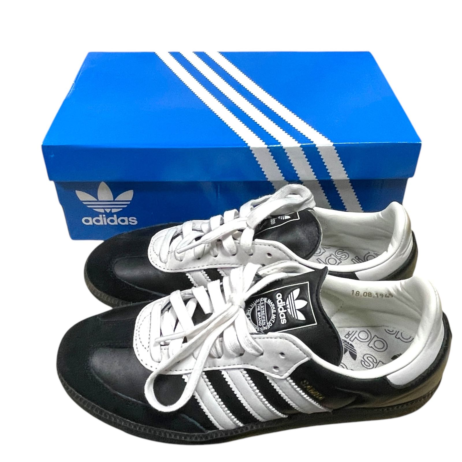 中古品Adidas Originals アディダス スニーカー Samba OG サンバ JP528 75周年記念 スエードアッパー ブラック系 26cm メンズ X85484NC
