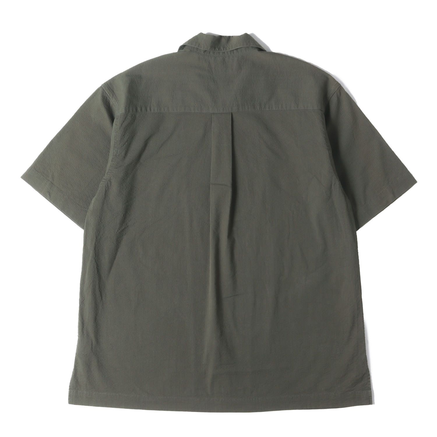 Ron Herman ロンハーマン シャツ カーキ サイズ L 25SS オープン ストレッチ シアサッカー 半袖 シャツ 4120700156 トップス カジュアルシャツ メンズ