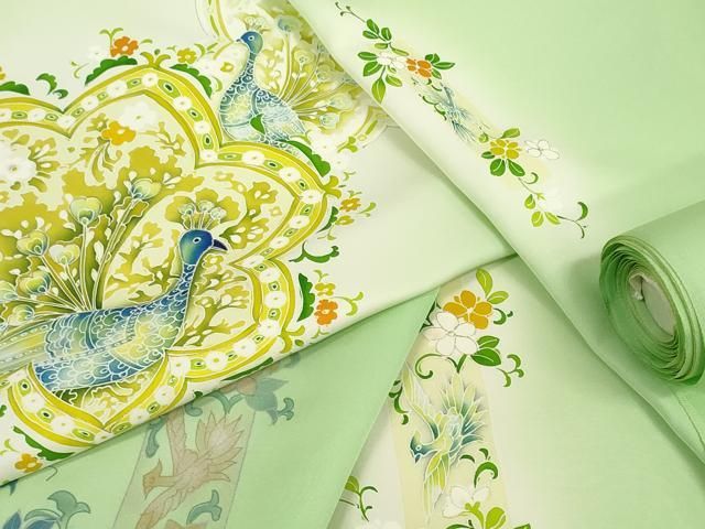 新品 反物 白生地 丹後ちりめん 正絹 メッシュモザイク 色無地 着物