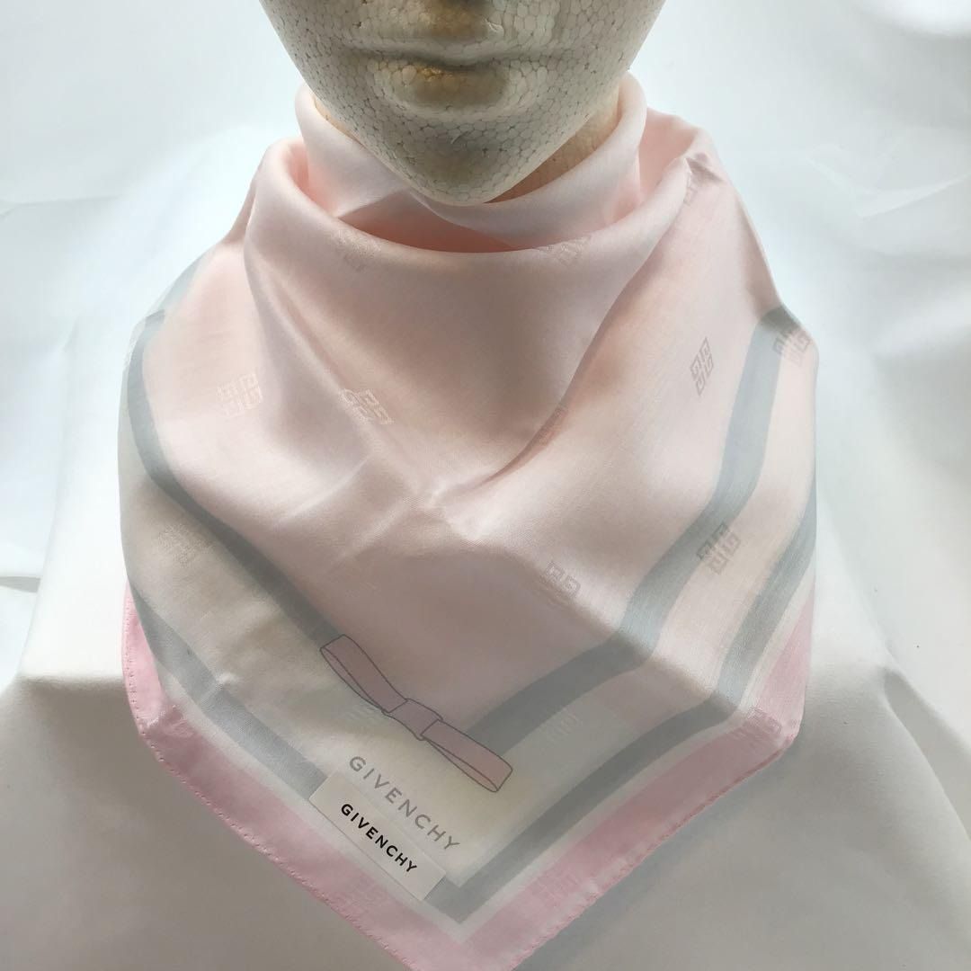ジバンシー GIVENCHY ハンカチ スカーフ リボン ロゴマーク ピンク