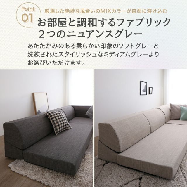 種類3：ソファ単品(2人掛)/ソフトグレー ソファ ソファー ローソファ 2 