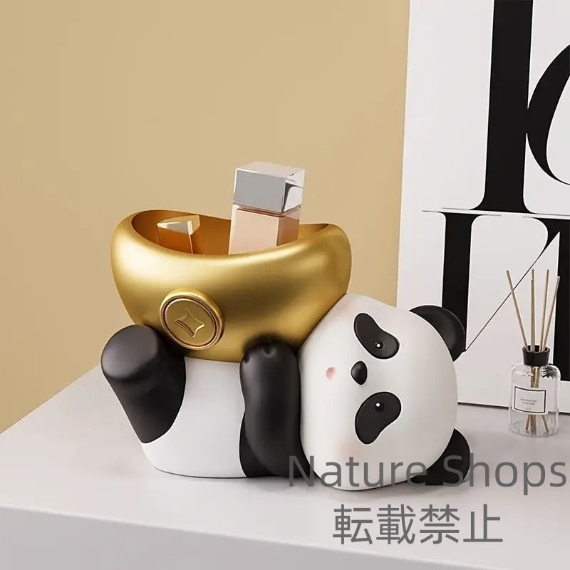 収納トレイ ジュエリートレイ ジュエリーホルダー キートレイ トレー オブジェ 装飾品 オーナメント パンダ 熊猫 鍵 アクセサリー 腕時計 キャンディ ほっこり 癒し 玄関 リビングルーム 寝室 子供部屋 cp2