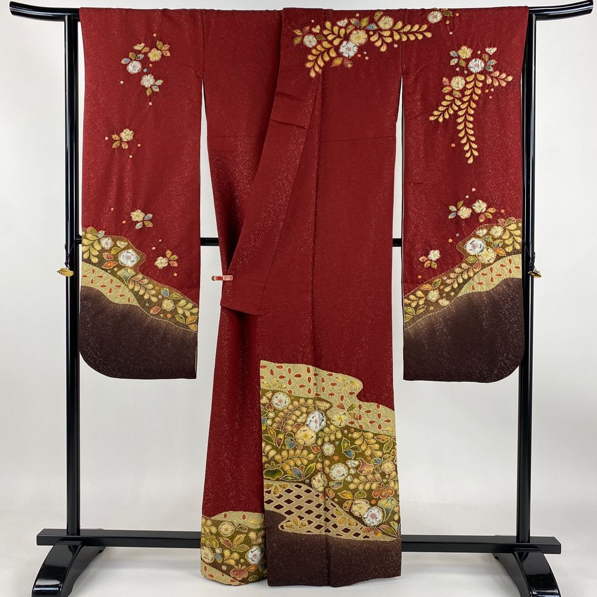 振袖 豪華 辻ヶ花 絞り 金彩 銀通しぼかし八掛 身丈162cm 撥水加工済 振袖 身丈162cm 裄丈66.5cm M 袷 翠山工房 やまと 落款 辻が花