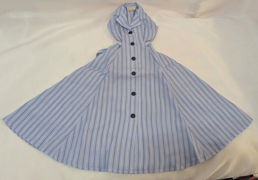 TOA Claris DDサイズ ドール衣装 水色系ストライプ柄ノースリーブワンピース ホワイト系インナースカート