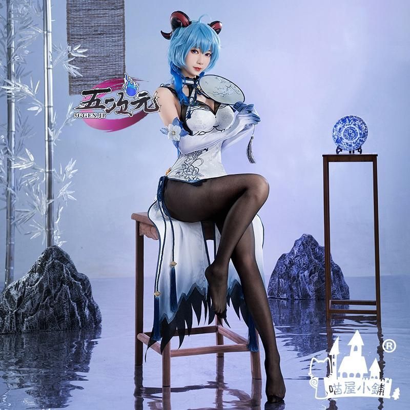 猫屋小舗 原神 コスプレ 甘雨 かんう チャイナドレス 同人服 衣装セット ウィッグ 追加可 ss523