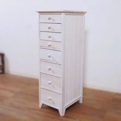 Y スリムで大容量 天然木 8段チェスト シャビーホワイト ナチュラルカントリー チェスト フレンチテイスト アウトレット MARWIL-DEMENAGEMENTS_CH