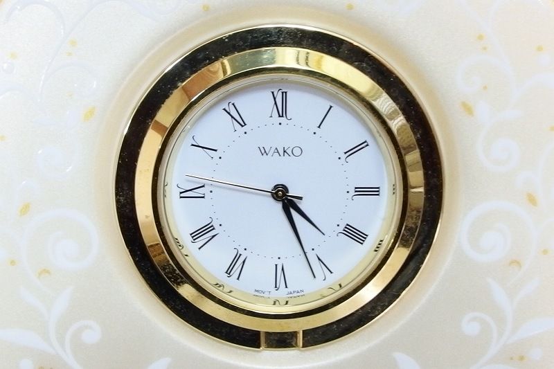 213478】WAKO 銀座和光 置き時計 クオーツ イエローベージュ