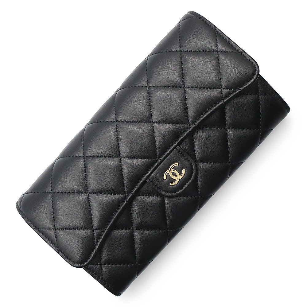 シャネル マトラッセ クラシック ロング フラップウォレット 二つ折り  