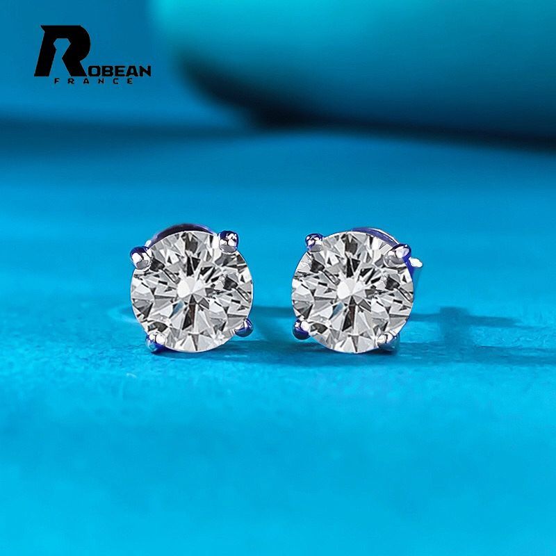 夢色 EU製 定価10万円★ROBEAN・人工ダイヤモンド・ピアス★s925 シルバー 合成ダイヤモンド オシャレ 綺麗 貴重 幸運 贈り物 プレゼント ギフト 0.5cm ME825035