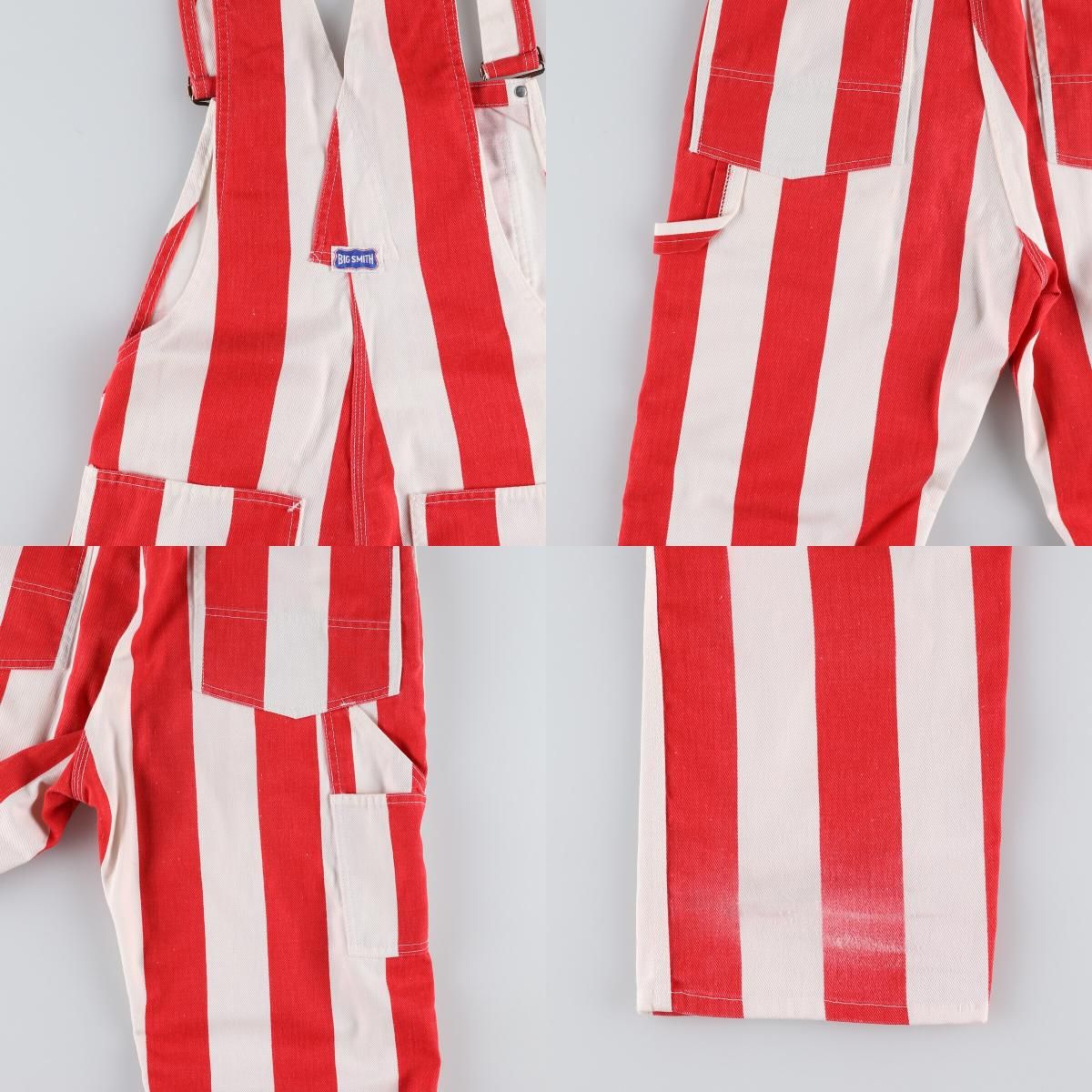 70s BIG SMITH ストライプ オーバーオール 希少 70s BIG SMITHビッグスミス 紅白ストライプ オーバーオール