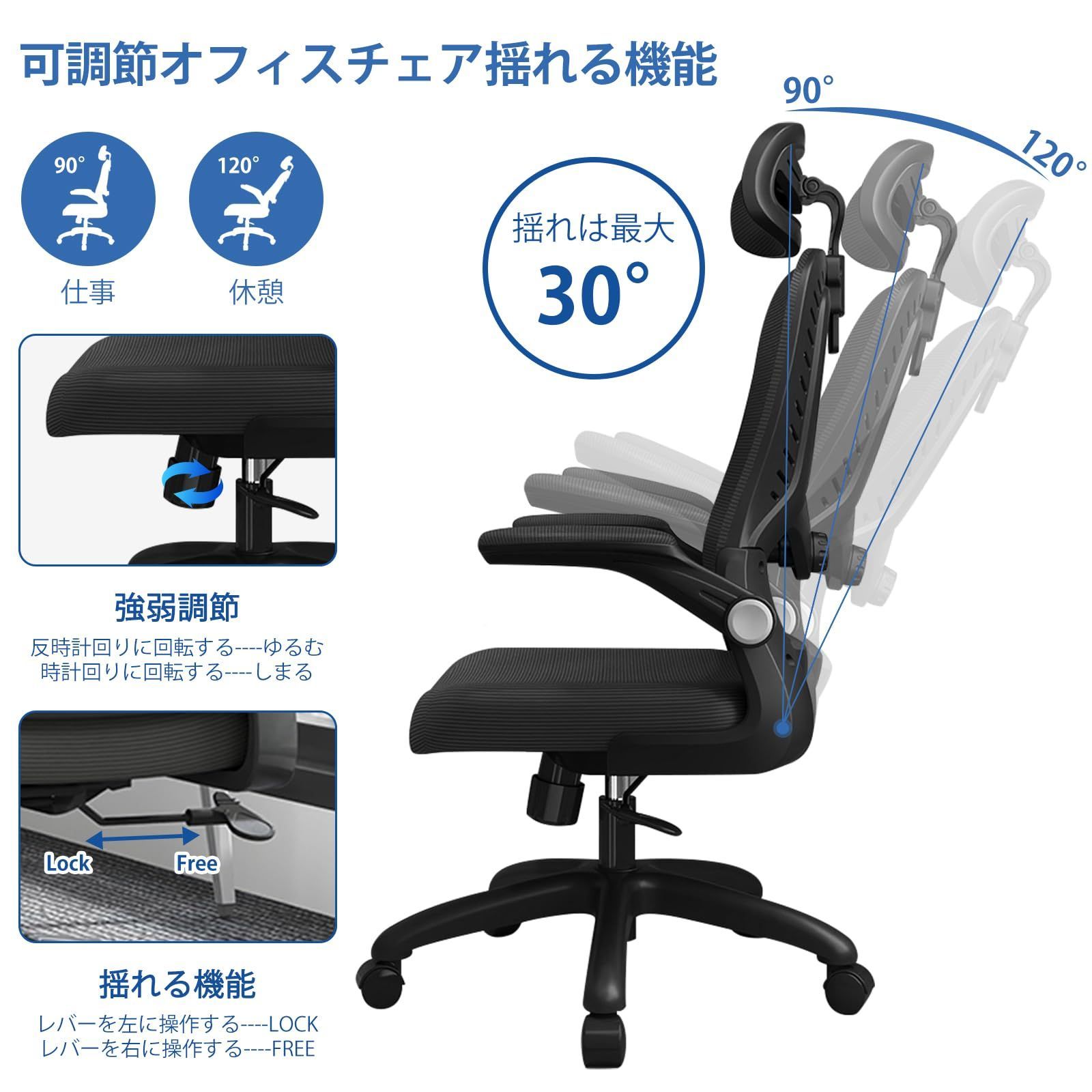 オフィスチェア 椅子 パソコンチェア 人間工学 S字構造 揺れ式
